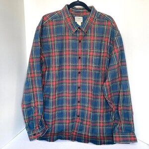 LL Bean Men's Scotch Plaid Flannel Shirt XXL Red Tartan Cotton Button Down Cozy